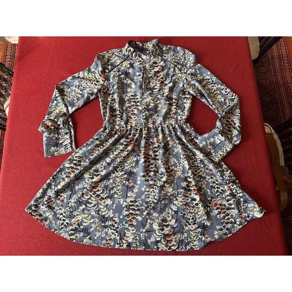 Zara Floral Gathered Waist Long Sleeves Mini Dress, NWOT, M - Picture 12 of 15